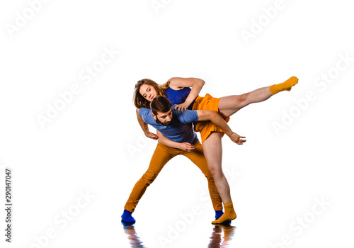 Passion dance couple isolated on white background