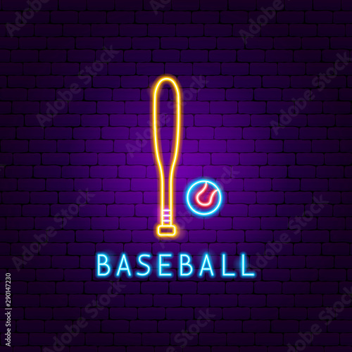 Baseball Game Neon Label