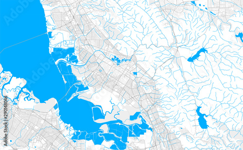 Rich detailed vector map of Fremont, California, U.S.A.