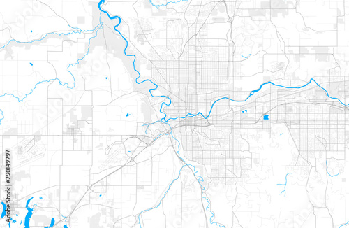 Rich detailed vector map of Spokane, Washington, U.S.A.