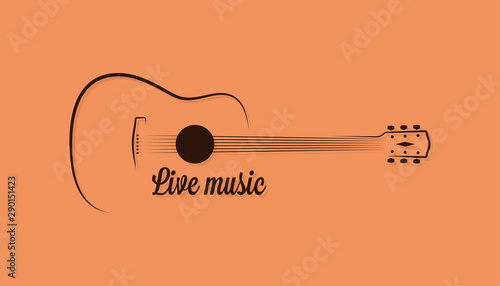 Guitar logo of live music on yellow background