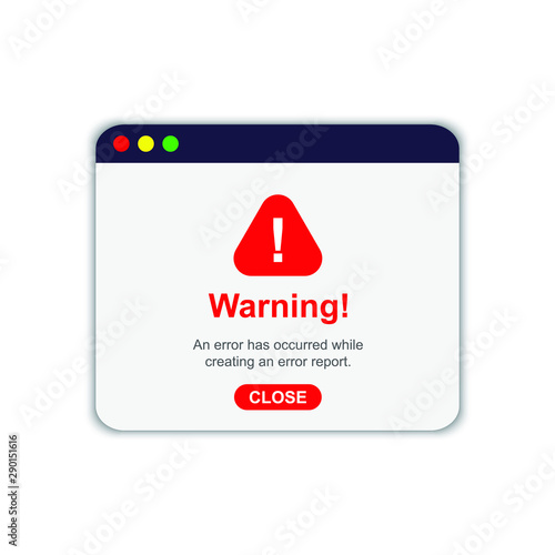 Modern warning pop up with flat design. Vector illustration.
