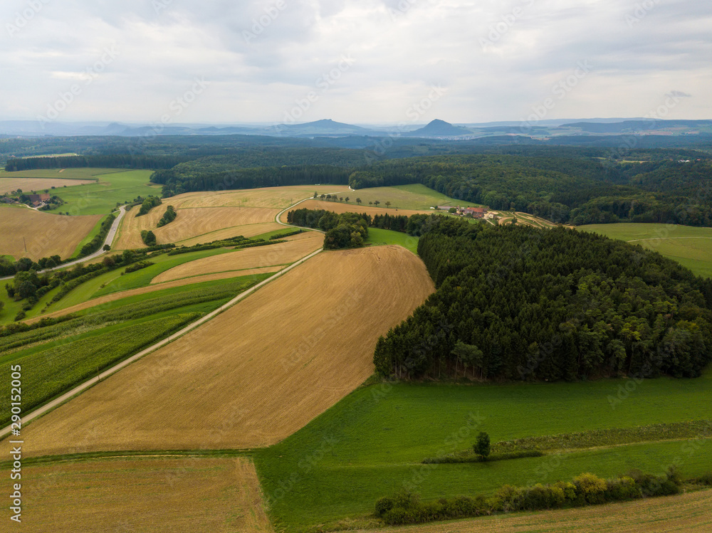 The long extinct volcanoes of the Hegau region near Lake Constance in Germany