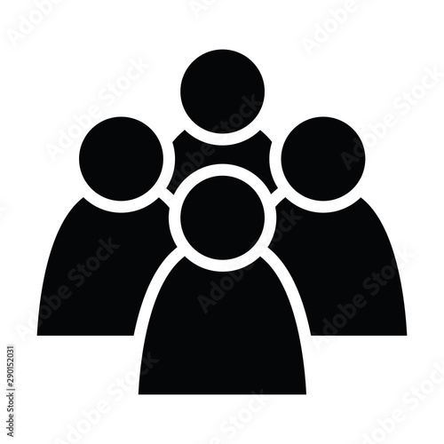 4 people icon. Group of persons. Simplified human pictogram. Modern simple flat vector icon