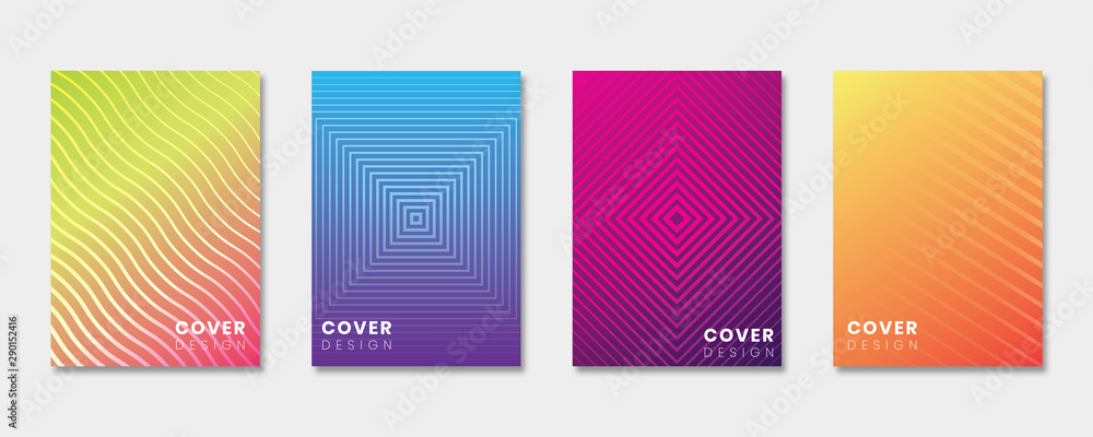 Minimal cover template set with gradient design and geometric lines