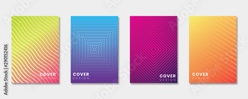 Minimal cover template set with gradient design and geometric lines © medelwardi