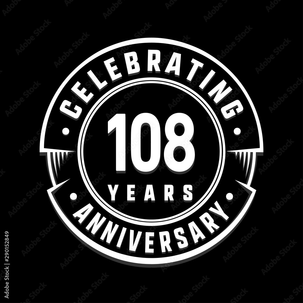 Celebrating 108th years anniversary logo design. One hundred and eight years logotype. Vector and illustration.