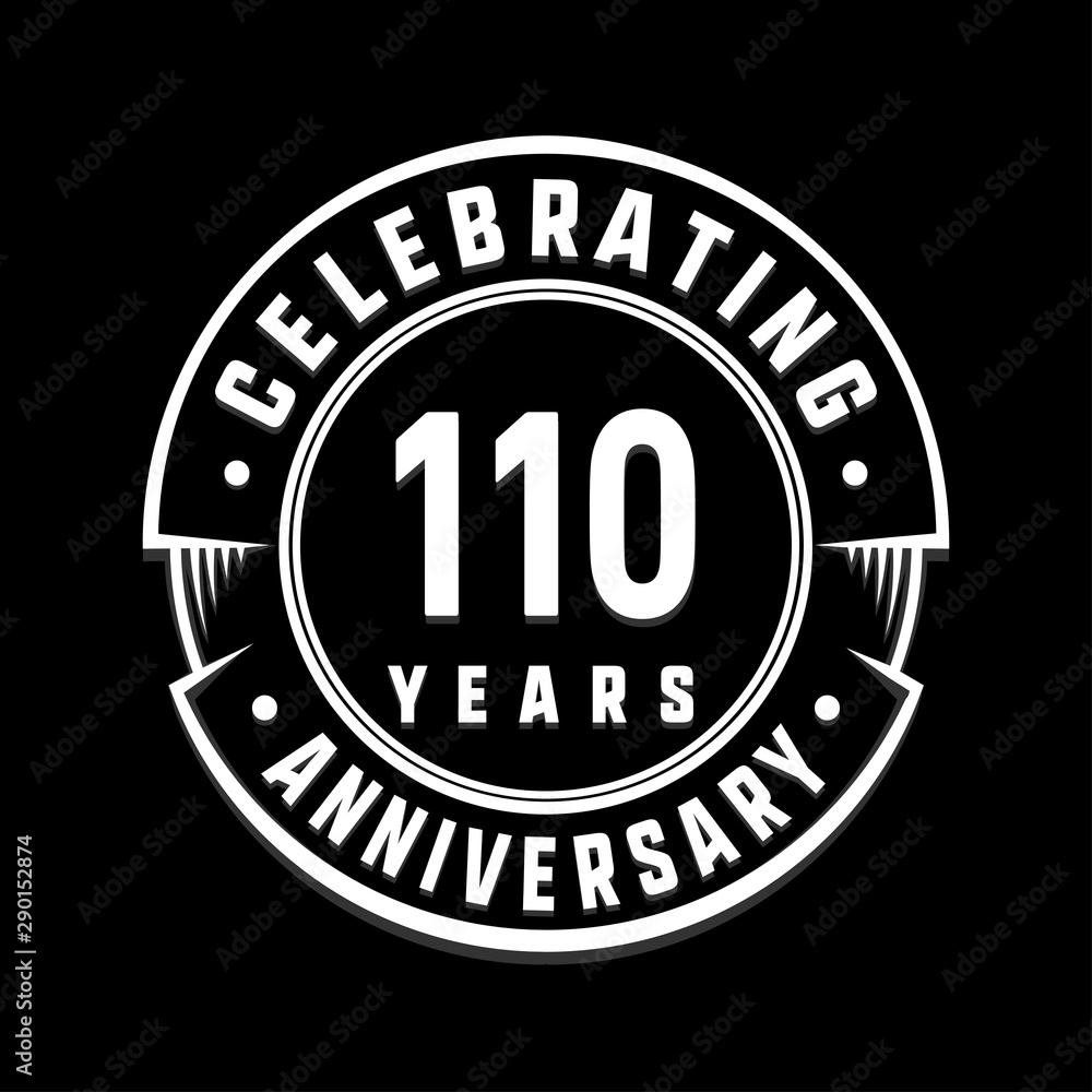 Celebrating 110th years anniversary logo design. One hundred and ten years logotype. Vector and illustration.