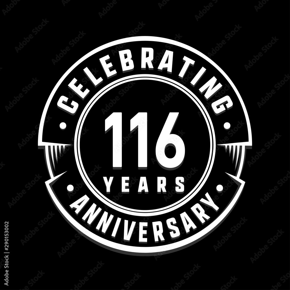 Celebrating 116th years anniversary logo design. One hundred and sixteen years logotype. Vector and illustration.
