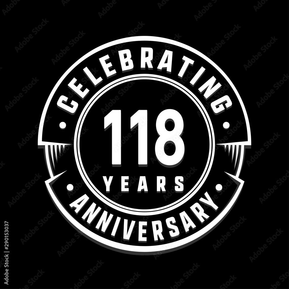 Celebrating 118th years anniversary logo design. One hundred and eighteen years logotype. Vector and illustration.