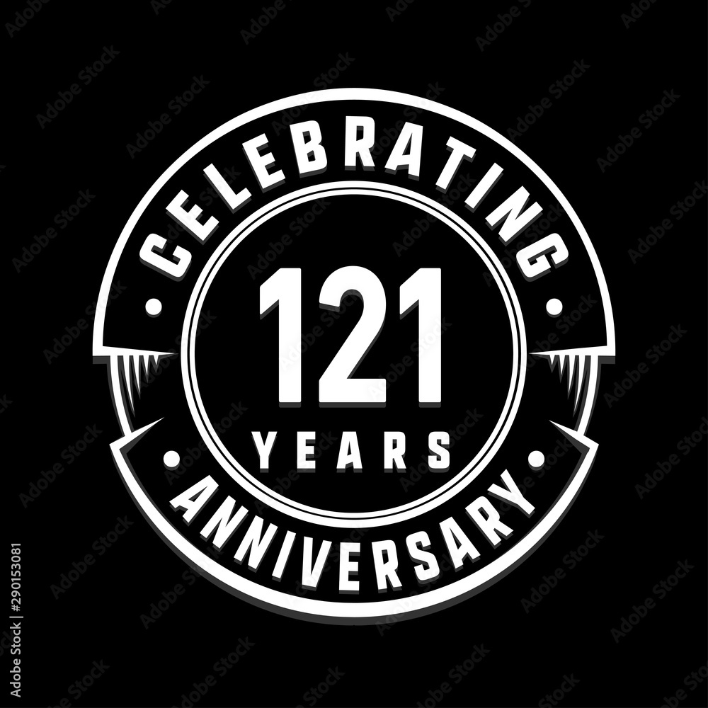 Fototapeta premium Celebrating 121st years anniversary logo design. One hundred and twenty-one years logotype. Vector and illustration.