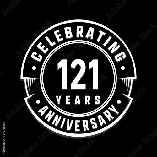 Celebrating 121st years anniversary logo design. One hundred and twenty-one years logotype. Vector and illustration.
