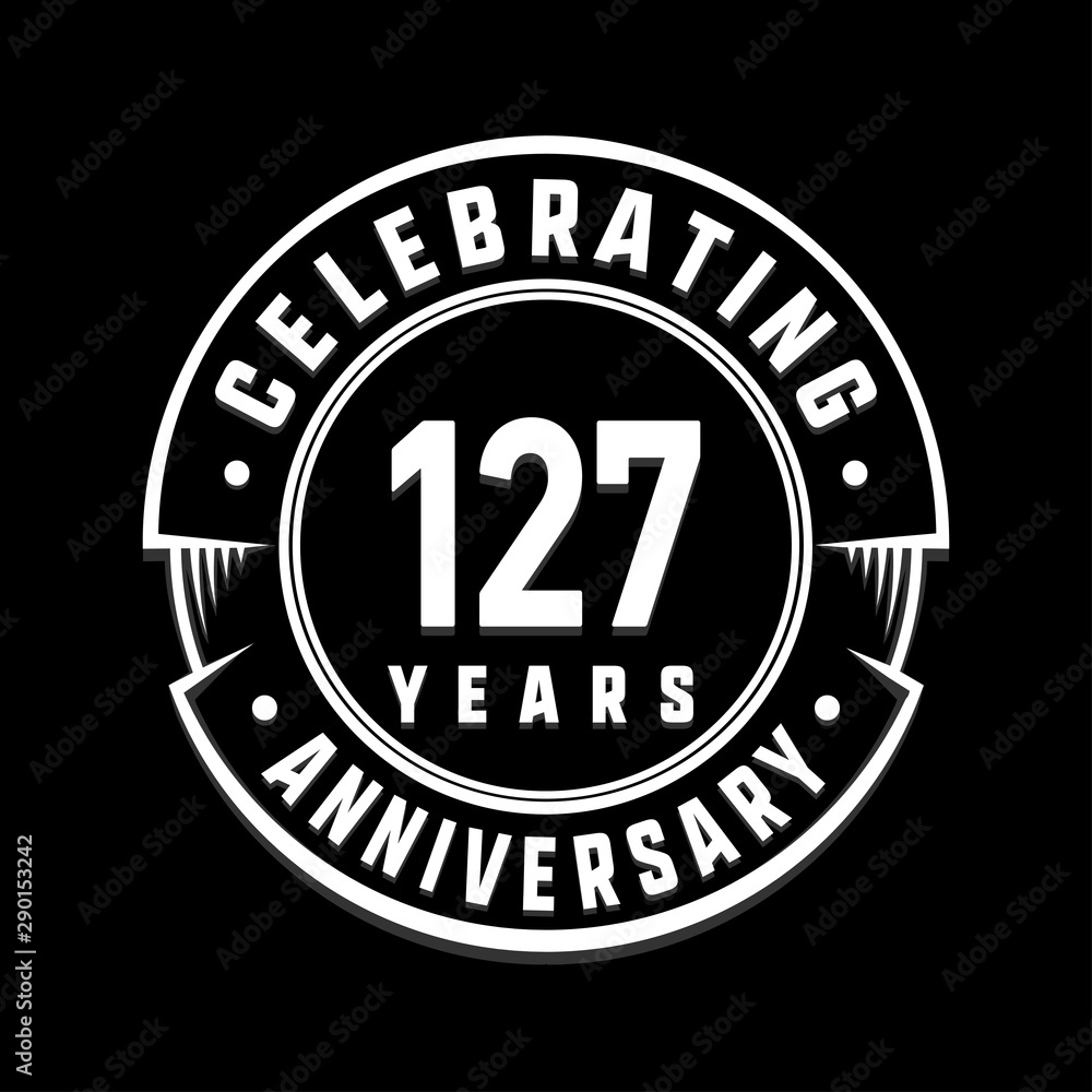 Celebrating 127th years anniversary logo design. One hundred and twenty-seven years logotype. Vector and illustration.