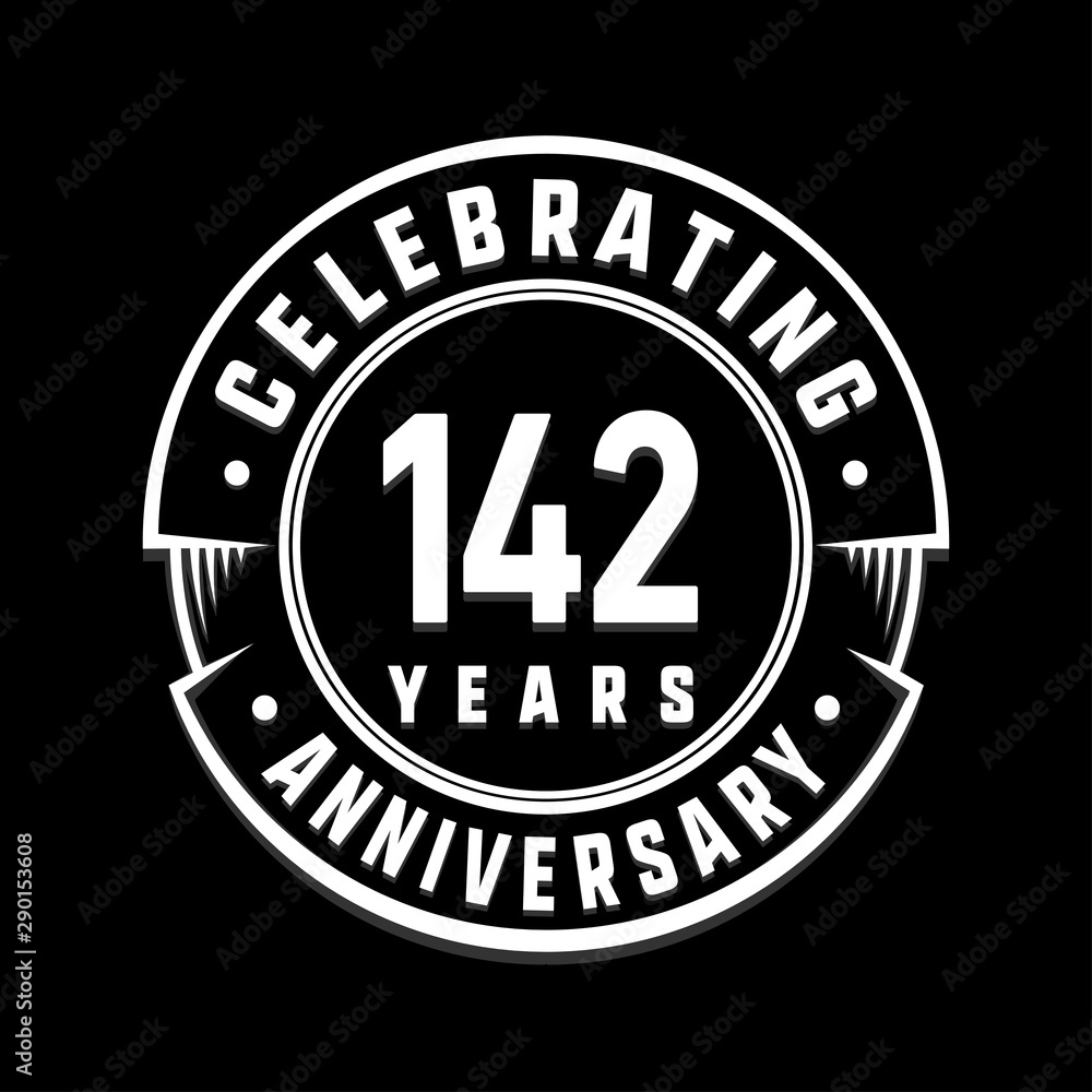 Celebrating 142nd years anniversary logo design. One hundred and forty-two years logotype. Vector and illustration.