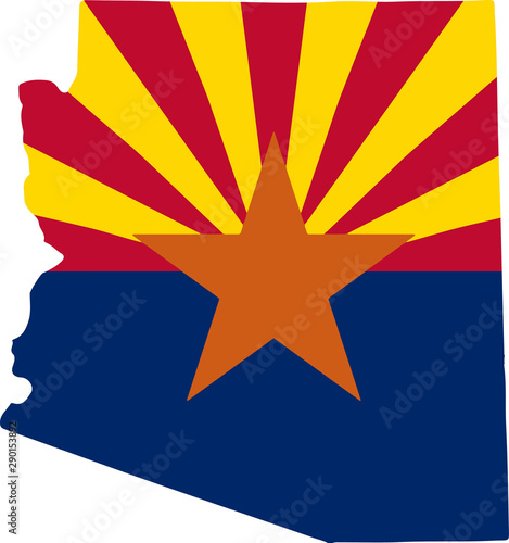 Map and flag of US State of Arizona Vector illustration