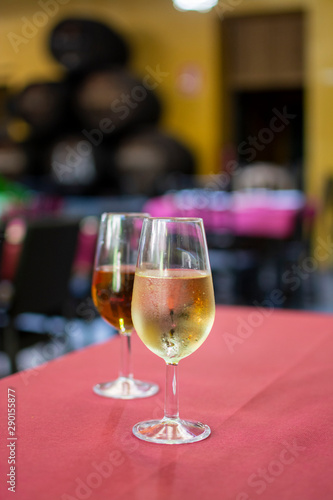 Sherry wine tasting, selection of different jerez fortified wines from dry to very sweet, Jerez de la Frontera, Andalusia, Spain