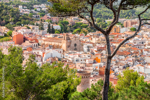 Tableau sur toile Stone houses in old town of Tossa de Mar, Spain