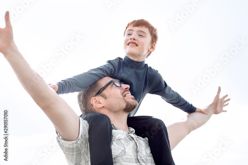 portrait of happy father and son