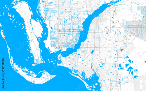 Rich detailed vector map of Cape Coral, Florida, USA photo
