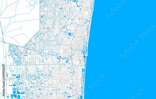 Rich detailed vector map of Fort Lauderdale, Florida, USA