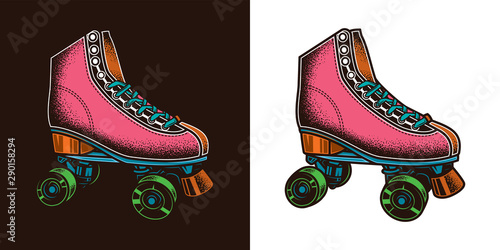 Original vector illustration in retro style. Vintage roller skates