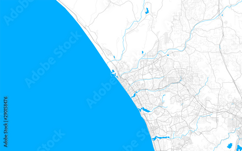 Rich detailed vector map of Oceanside, California, USA