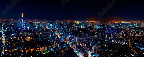 Aerial view of Tokyo, Japan from Roppongi Hills at night photo