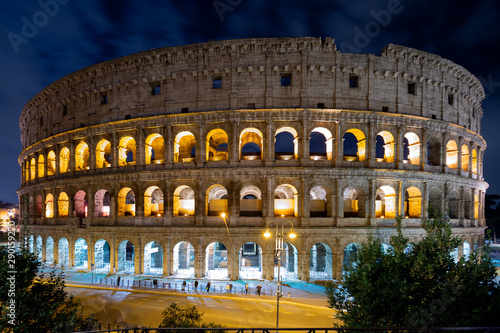 Roman colosseum landmark in night light. Italy