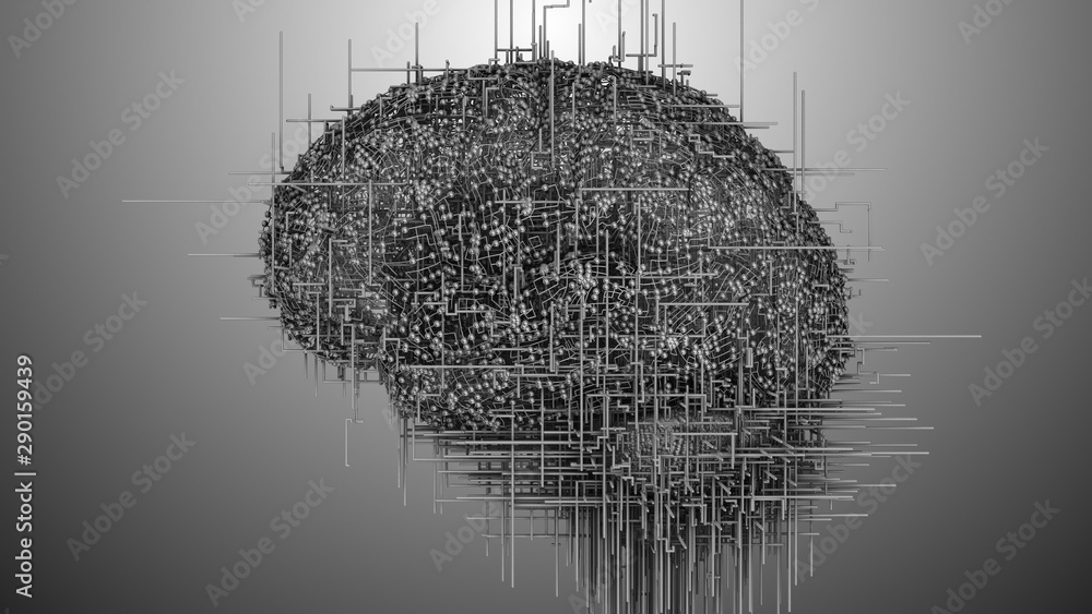 Artificial intelligence brain neural network big data processing - 3D ...