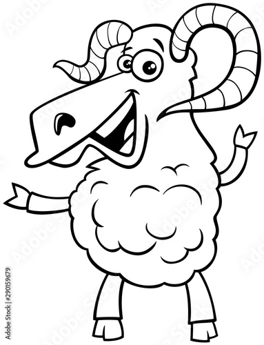 ram farm animal character coloring book