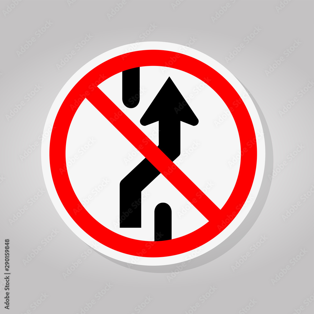 Prohibit Changing Lane, Do Not Go Right, No Change Traffic Lanes To The Right Symbol Sign Isolate On White Background,Vector Illustration Prohibit Changing Lane, Do Not Go Right, No Change Traffic Lanes To The Right Symbol Sign Isolate On White Background,Vector Illustration