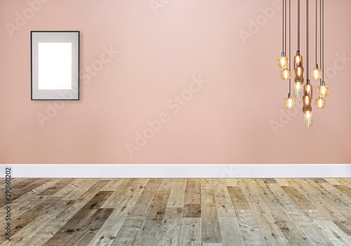 new empty living room interior decoration wooden floor  stone wall concept. decorative background for home  office and hotel. 3D illustration