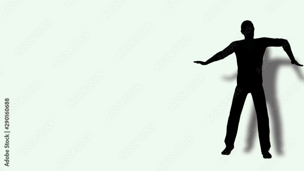 Dancing man silhouette with drop shadow on a white background.mov Dancing man silhouette with drop shadow on a white background.mov
