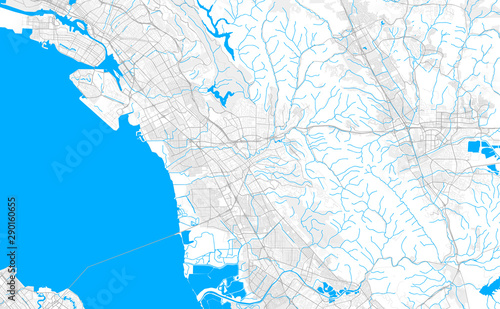 Rich detailed vector map of Hayward, California, USA photo