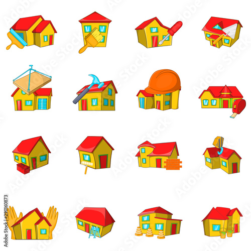 Repair house icons set. Cartoon set of 16 repair house vector icons for web isolated on white background