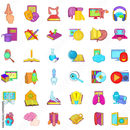 Medical education icons set. Cartoon set of 36 medical education vector icons for web isolated on white background