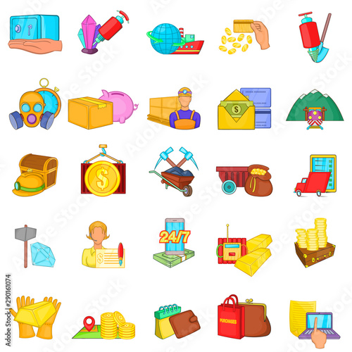 Mining money icons set. Cartoon set of 25 mining money vector icons for web isolated on white background
