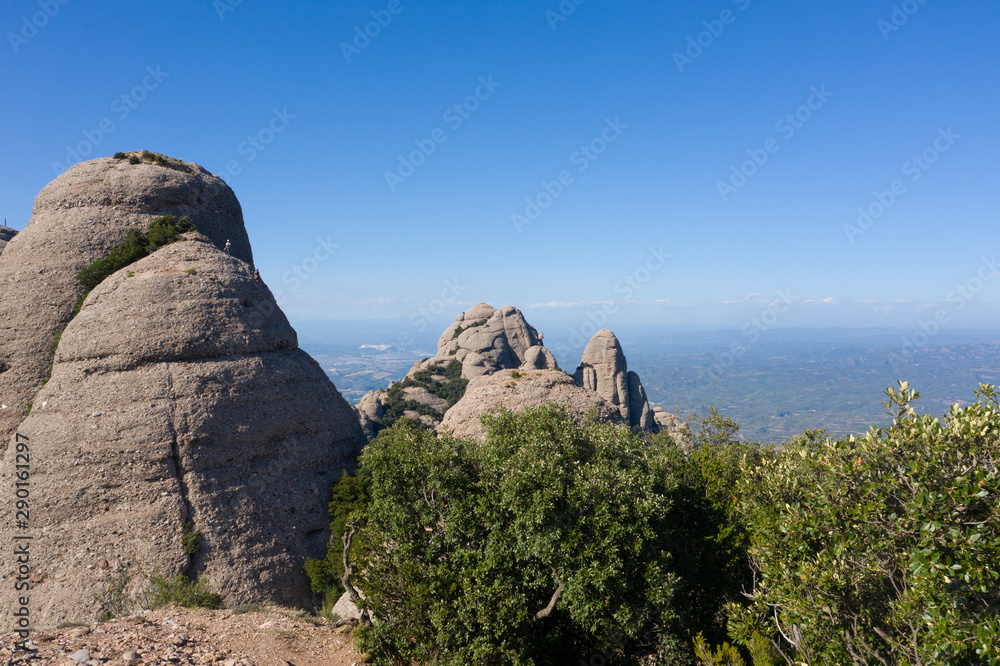 Fototapeta premium Monistrol de Montserrat, Cataluna, Spain aerial view 