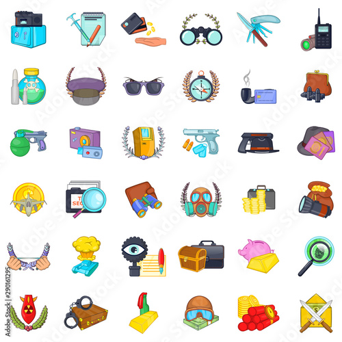 Espionage icons set. Cartoon set of 36 espionage vector icons for web isolated on white background