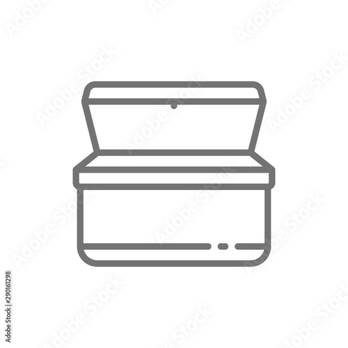 Vector ice cream chest freezer line icon.