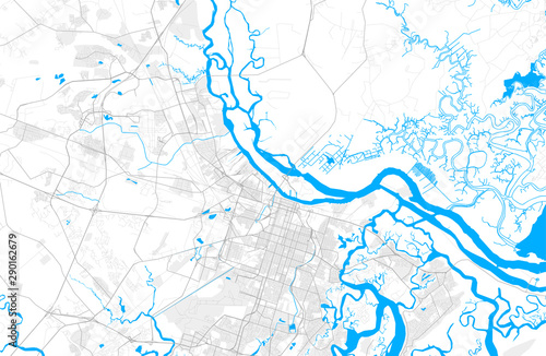 Rich detailed vector map of Savannah, Georgia, USA