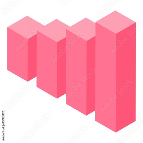 Red graph bars icon. Isometric of red graph bars vector icon for web design isolated on white background