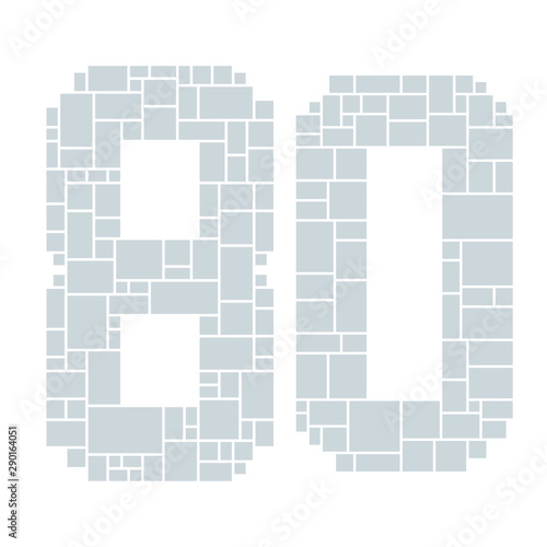 80th Birthday / Anniversary Numbers Vector Mood Board & Branding Presentation. Creative Theme Number Concept Mood Board, Anniversary Celebration, Birthday Celebration. Picture Display & Montage. - Vec