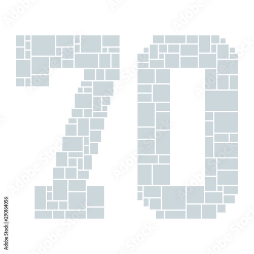 70th Birthday / Anniversary Numbers Vector Mood Board & Branding Presentation. Creative Theme Number Concept Mood Board, Anniversary Celebration, Birthday Celebration. Picture Display & Montage. - Vec