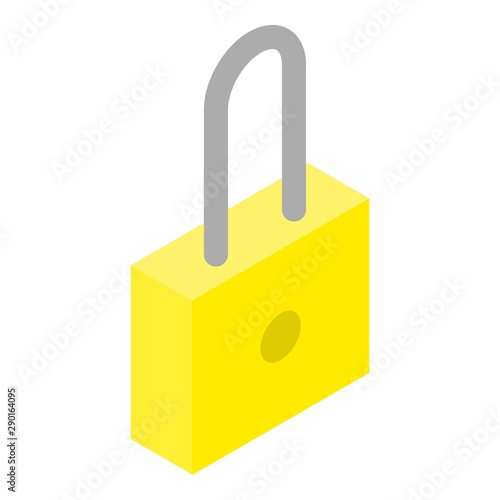 Golden lock icon. Isometric of golden lock vector icon for web design isolated on white background