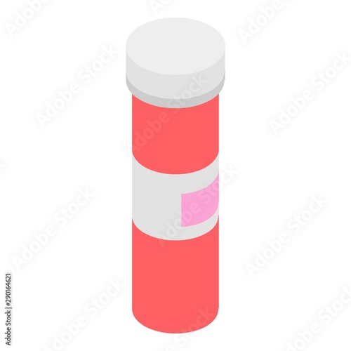 Red tube of aspirin icon. Isometric of red tube of aspirin vector icon for web design isolated on white background