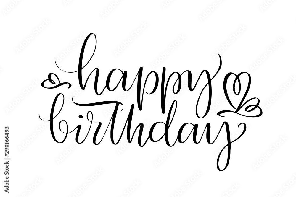Fototapeta premium Happy Birthday words. Hand drawn creative calligraphy and brush pen lettering, design for holiday greeting cards and invitations.