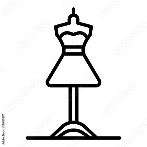 Dress on a mannequin icon. Outline dress on a mannequin vector icon for web design isolated on white background photo