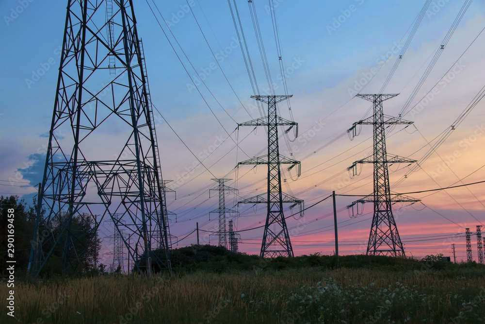 Electrical Pylons at Dusk