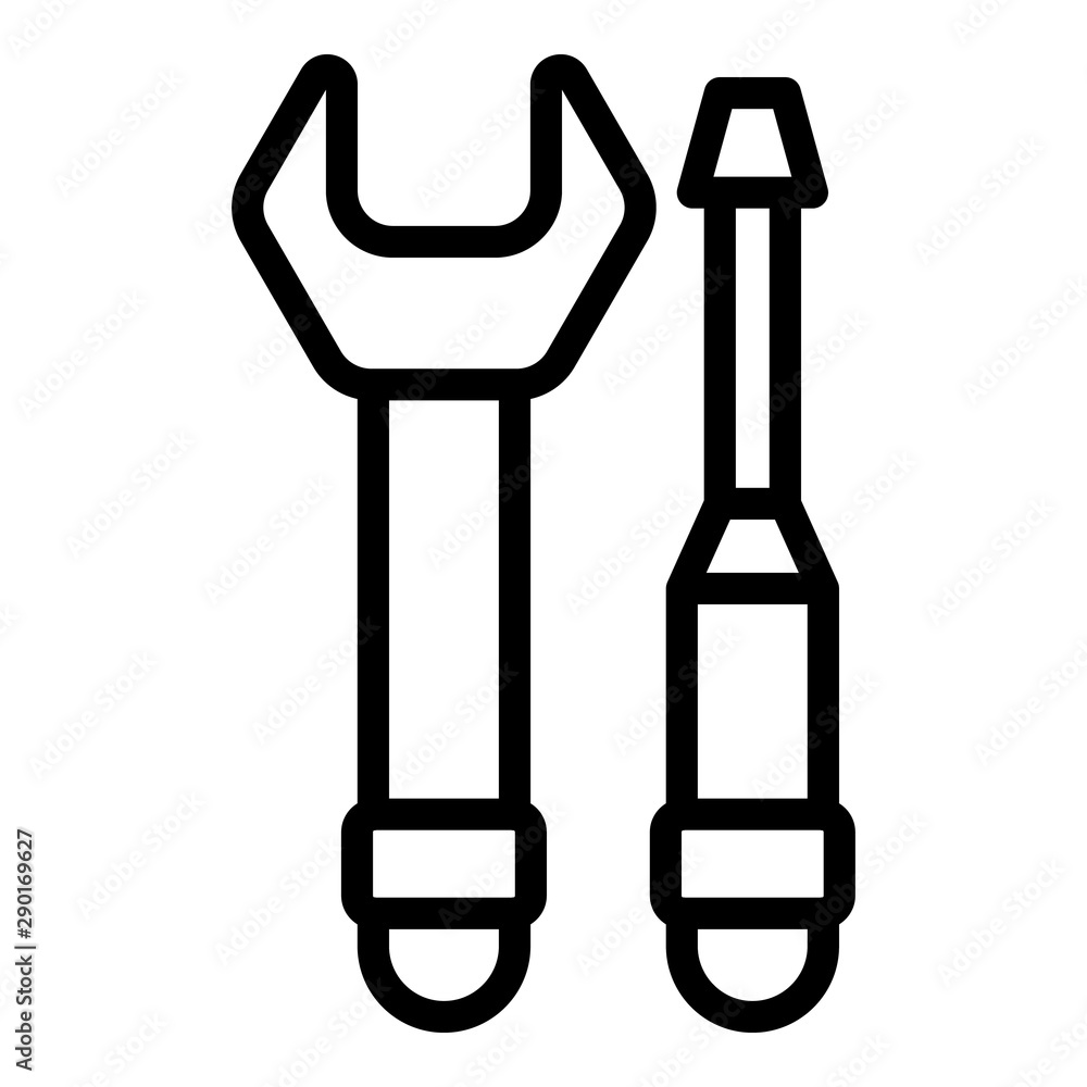 Steel wrench screwdriver icon. Outline steel wrench screwdriver vector icon for web design isolated on white background Steel wrench screwdriver icon. Outline steel wrench screwdriver vector icon for web design isolated on white background